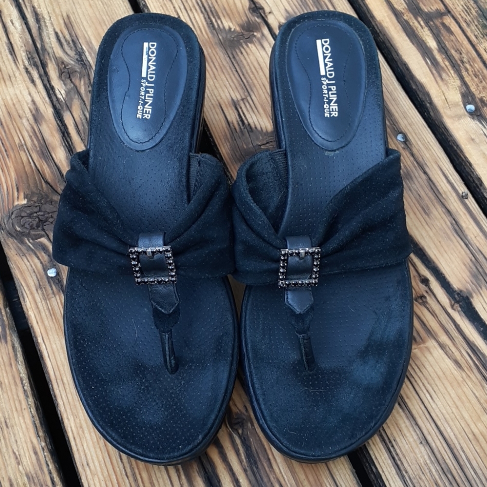 Donald J Pliner Black Leather Sandal Size 10 - Picture 2 of 7